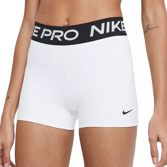Nike Pro Women’s 3” Tight Fit Spandex Shorts White Size Medium - Picture 1 of 5